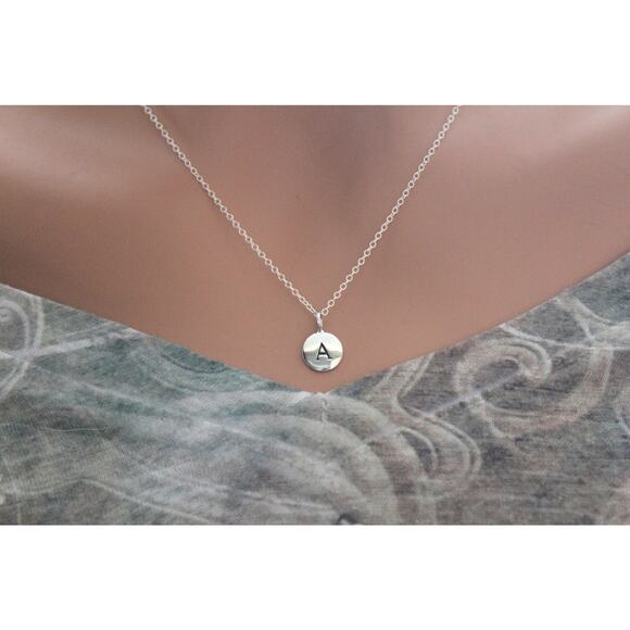 Sterling Silver Simple A Initial Necklace - Picture 1 of 2